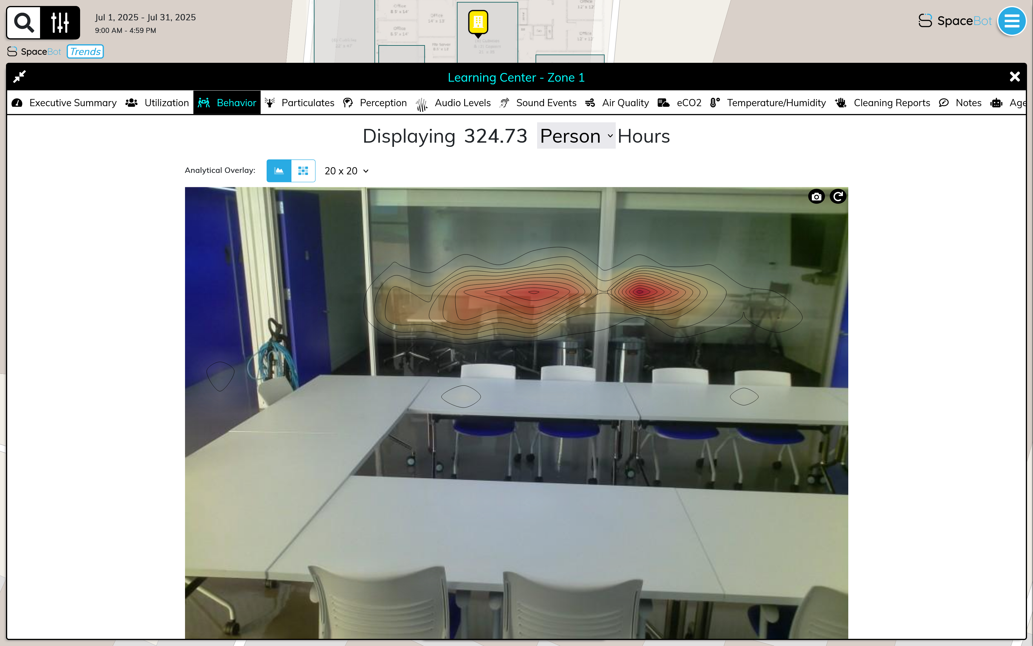 SpaceBot Heatmap on iPad